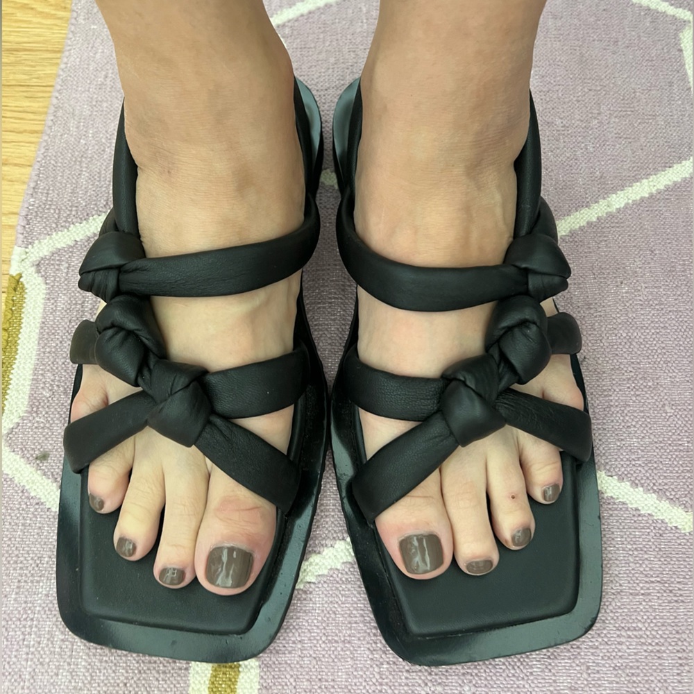Tibi flat black sandal